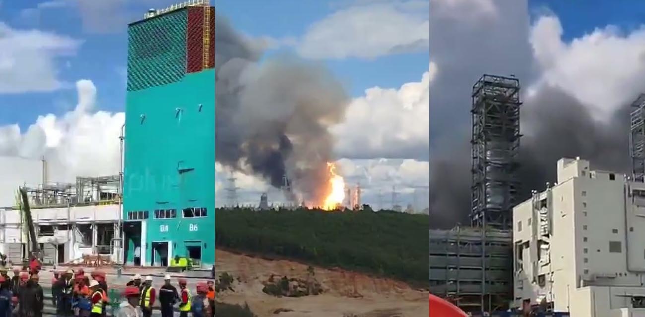 俄罗斯阿穆尔天然气化工厂突发大火吞噬厂房 事故已致中国工人重大死伤现场浓烟滚滚