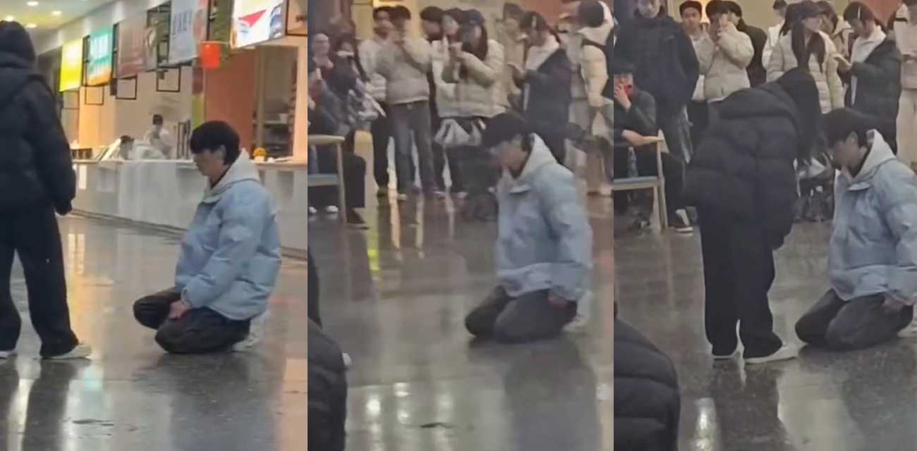 吉林某大学惊现时间管理大师 一男劈腿同寝室内两女生 食堂约饭被抓包当众下跪道歉！