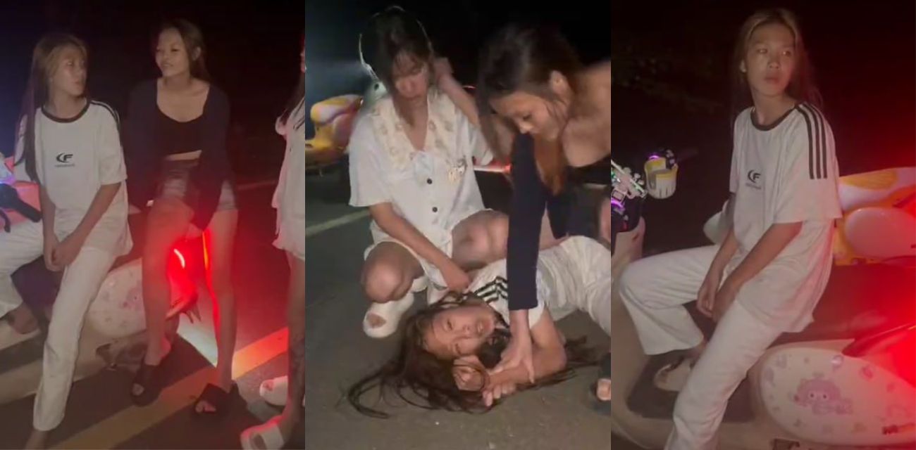 广东爆炸级精神小妹 霸凌现场 地板暴打失控 拳脚如雨点砸到血肉模糊啊！
