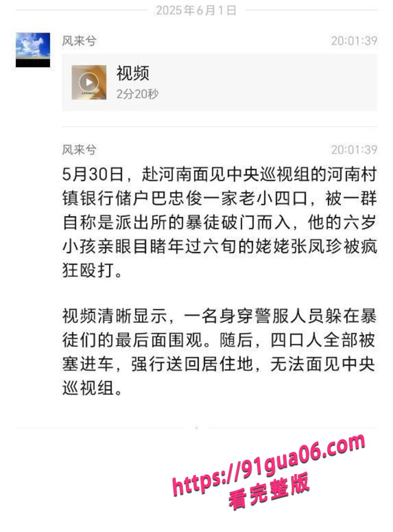 河南巴忠俊一家维权事件 一家四口遭人强闯房间殴打