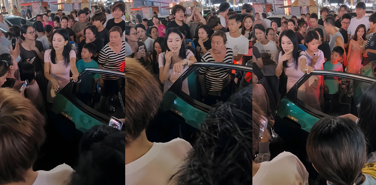 烟台莱阳原配街头抓小三  三姐吓得躲车里哭成泪人 群众怼脸围 真是看热闹不嫌事大！