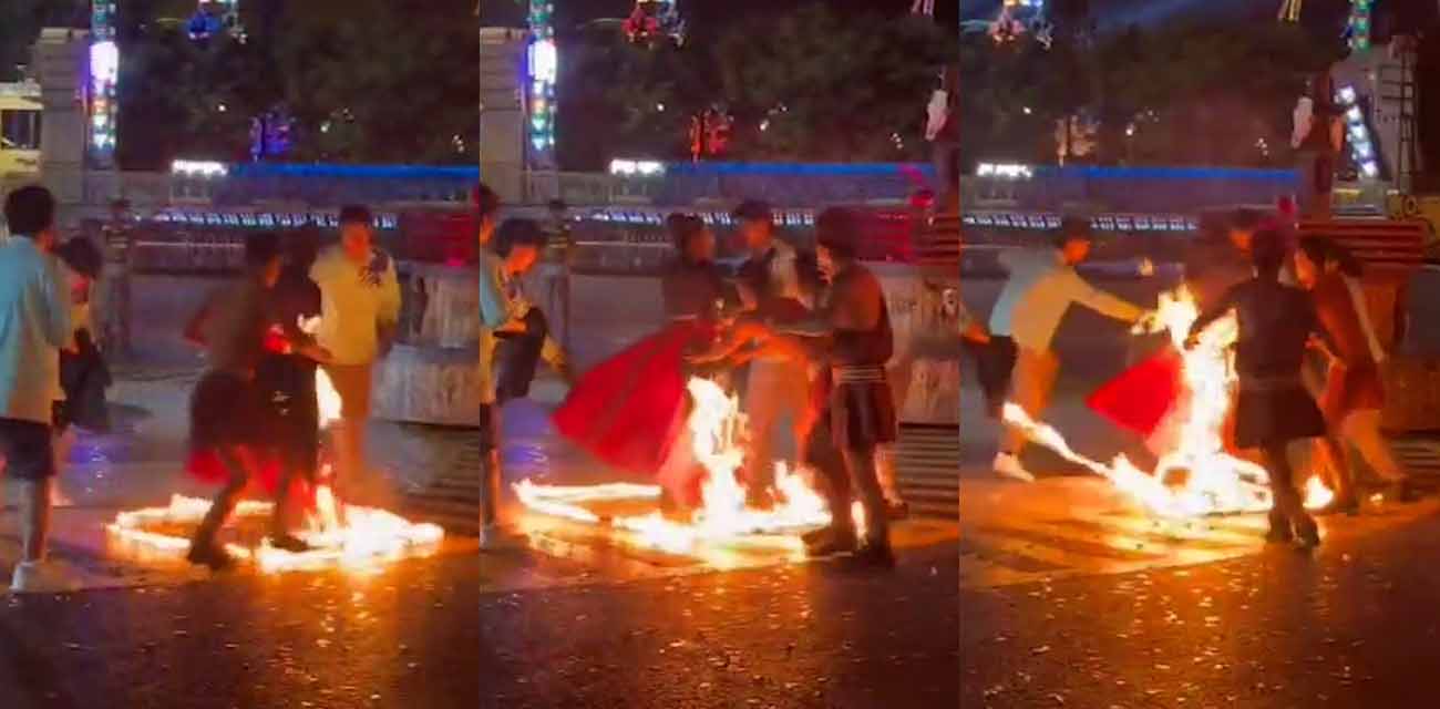 江苏徐州乐园演出突发惨剧 女演员表演时裙摆瞬间爆燃 周围大哥纷纷帮忙扑火
