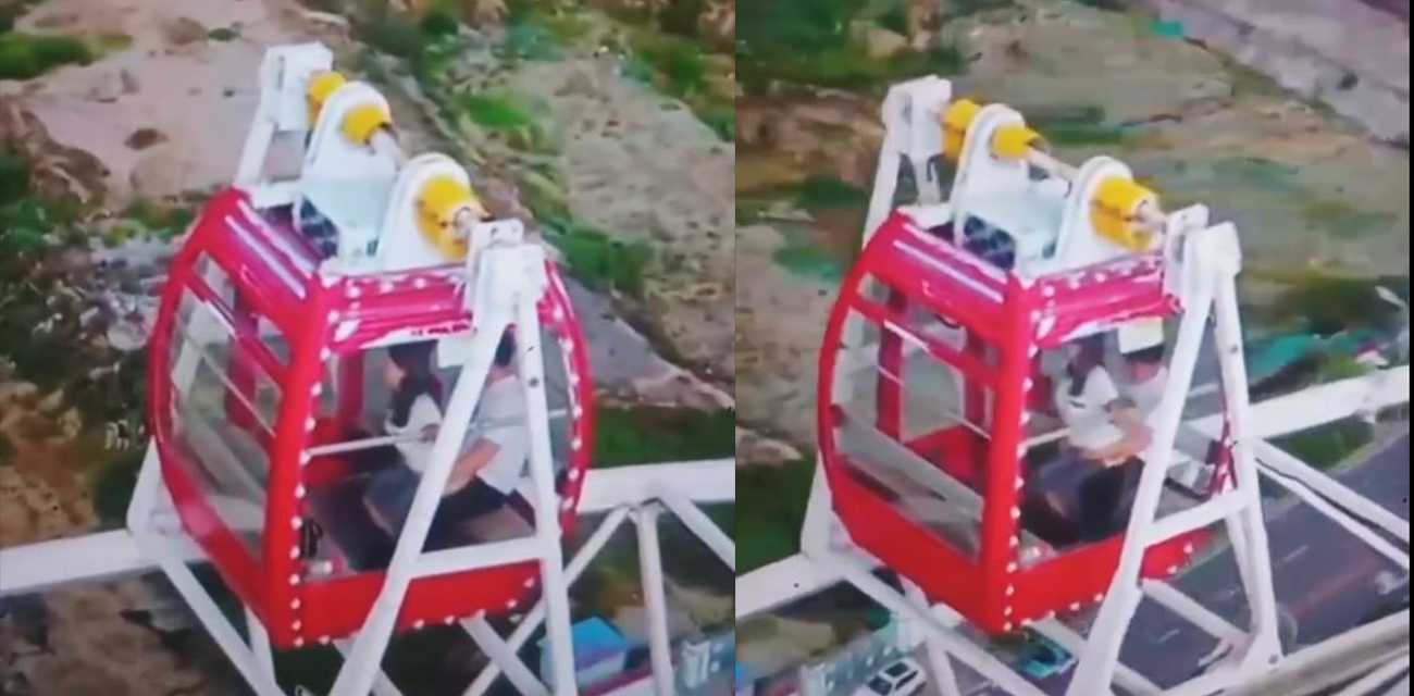 性爱摩天轮 一对男女性瘾发作在摩天轮上交叠蠕动 空中的性爱故事全网疯传