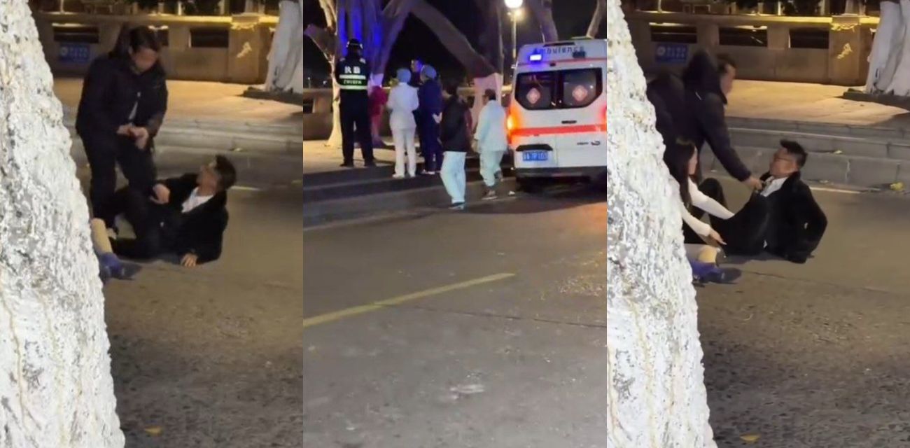 深夜街头醉酒女遭陌生男强吻！路中躺地被亲47秒引众怒 女子报警强奸未遂