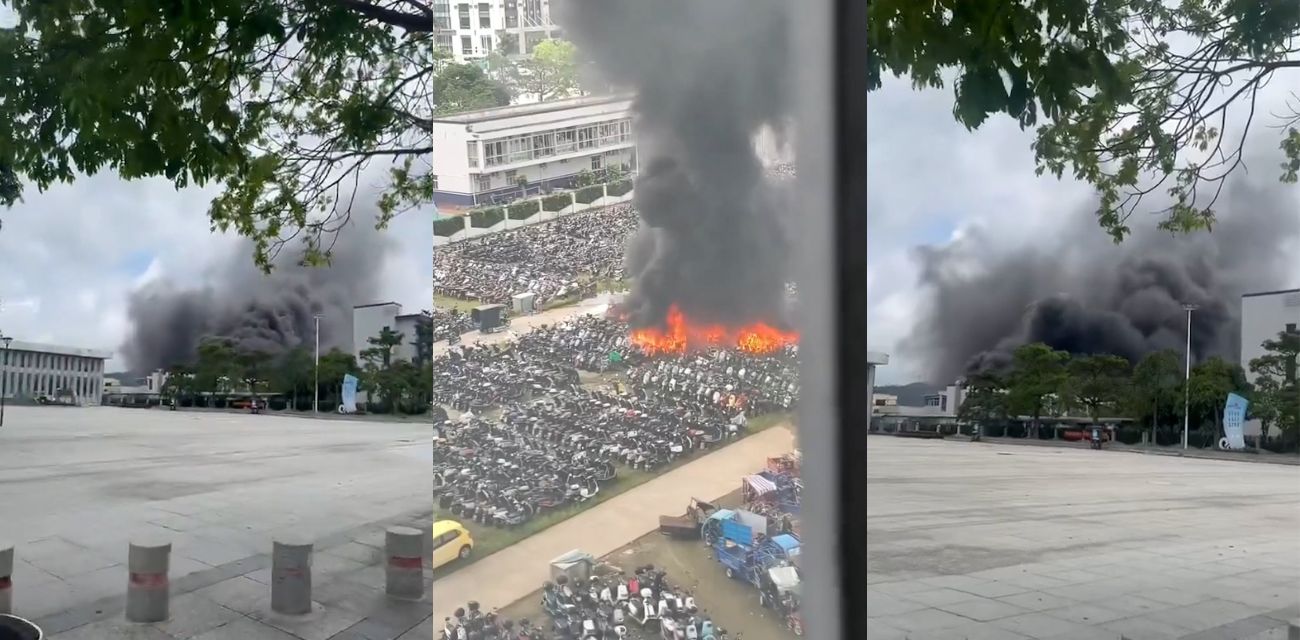 珠海高栏港扣车场突发大火 数千辆被查扣电驴烧成灰 禁电驴城市讽刺一幕引爆全网吃瓜！