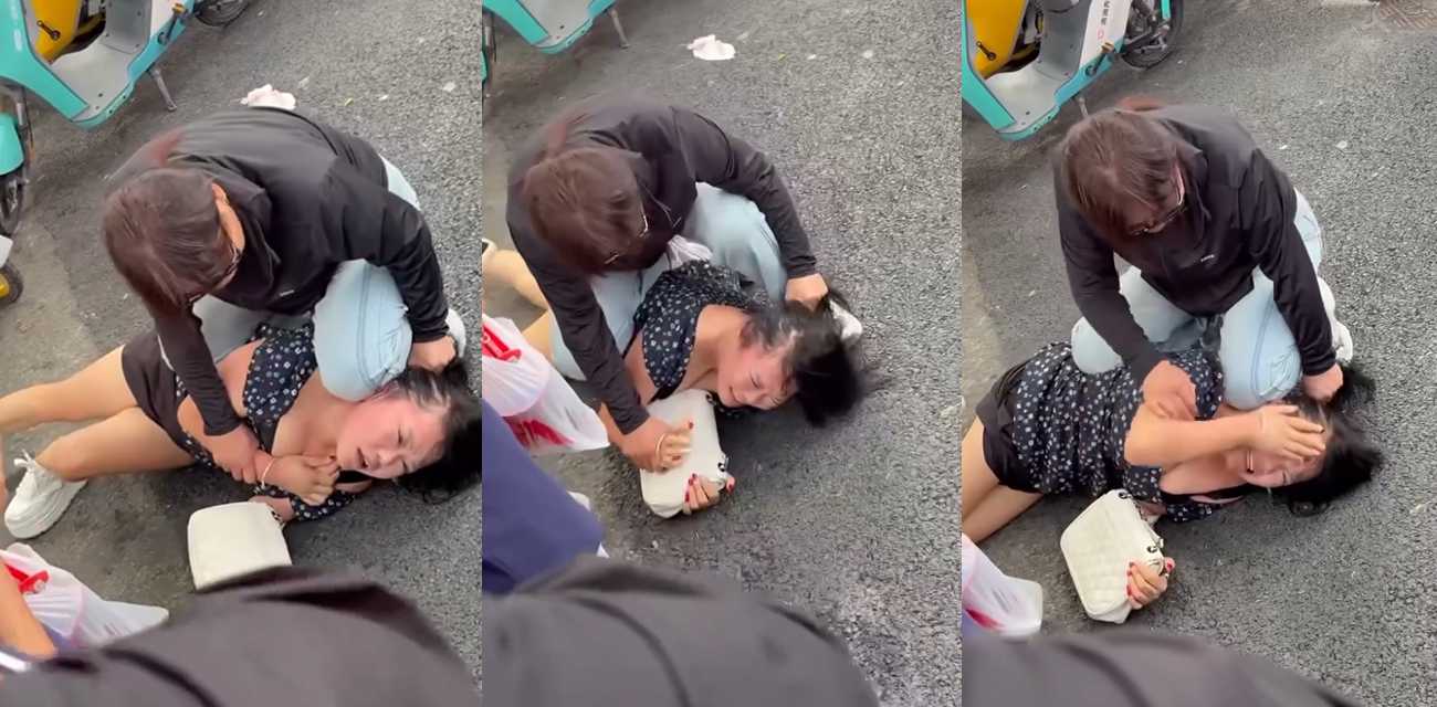 河北保定高阳大世界 原配当街暴打小三 内裤都被撕了 激烈现场视频流出！